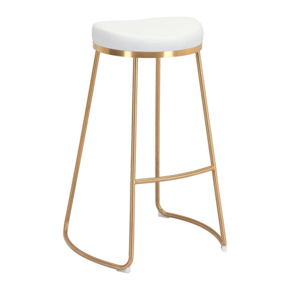 Bree Barstool (Set of 2) White & Gold