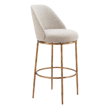 Nordhavn Swivel Barstool Beige & Gold