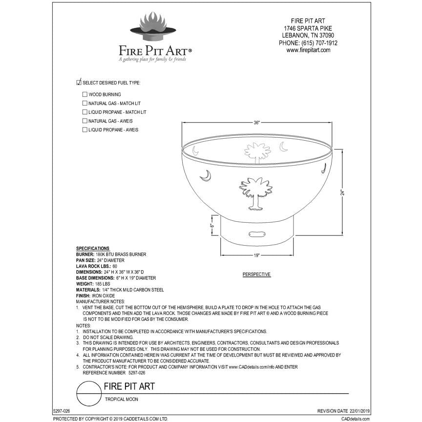 Tropical Moon Gas Fire Pit